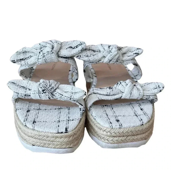 Stuart Weitzman Bandeau Espadrilles Flat Sandals Tweed Bows Womens Size 7.5 - Picture 3 of 12